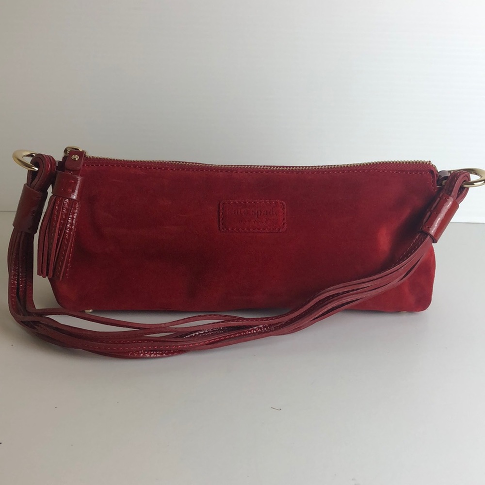 Red suede purse